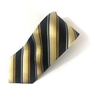 Stafford Essentials 100% Silk Tie Black Gold Stripe EX-LONG 64" Business Formal